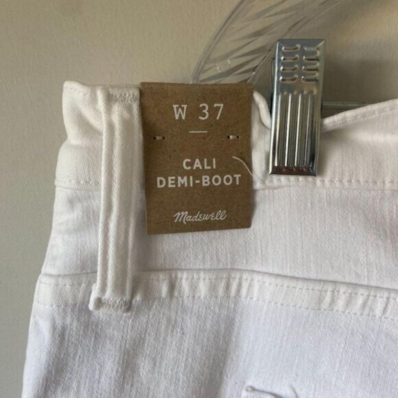 Madewell Cali Demi-Boot Cropped Jeans‎ in Pure White Raw-Hem Edition Capri pants - Picture 6 of 9